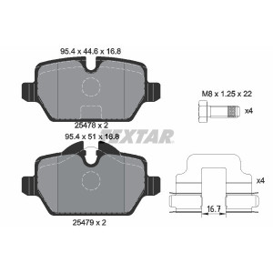 TEXTAR 2547801 Brzdové platničky zadný pre MINI Countryman Paceman