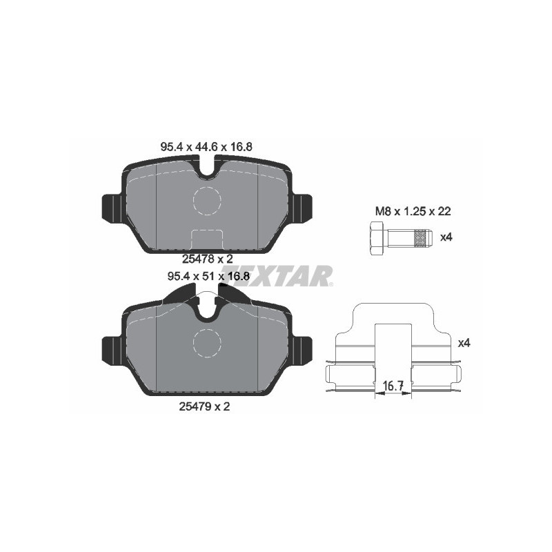 TEXTAR 2547801 Brzdové destičky zadní pro MINI Countryman Paceman