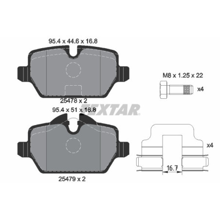 TEXTAR 2547801 Pastillas de freno trasero para MINI Countryman Paceman