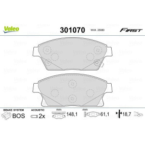 Pastillas de freno Delantero para Chevrolet Opel Vauxhall VALEO 301070