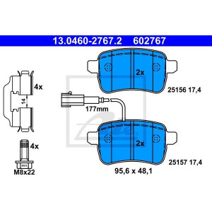 ATE 13.0460-2767.2 Pastillas de freno trasero para Alfa Giulietta