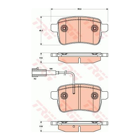 Brake Pads Set Rear for Alfa Romeo Giulietta TRW GDB1905