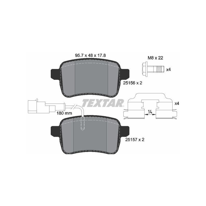 TEXTAR 2515601 Brzdové destičky zadní pro Giulietta Dart