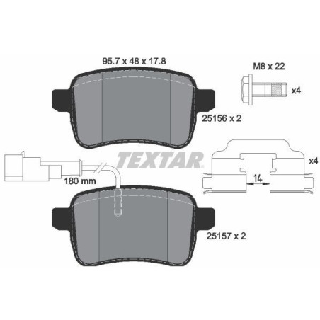 TEXTAR 2515601 Plaquettes de frein arrière pour Giulietta Dart