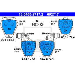 FRONT Brake Pads for Audi 100 C4 S4 A6 C4 S6 A8 S8 ATE 13.0460-2717.2