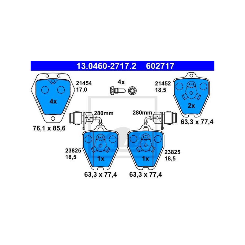 ATE 13.0460-2717.2 Pastiglie freno anteriore per Audi A6 100 A8