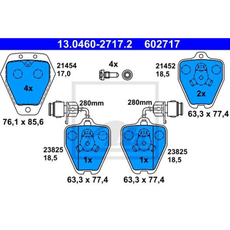 ATE 13.0460-2717.2 Brzdové platničky predné pre Audi A6 100 A8