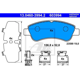 Delantero Pastillas de Freno para Citroen DS Peugeot ATE 13.0460-3994.2