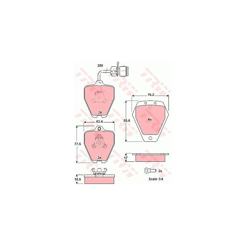 Brzdové platničky Predné pre Audi 100 C4 S4 A6 C4 S6 A8 S8 TRW GDB1329