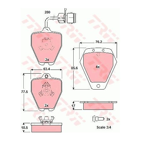 Brzdové platničky Predné pre Audi 100 C4 S4 A6 C4 S6 A8 S8 TRW GDB1329