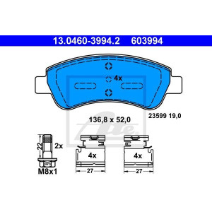 Brake Pads Set Front for Citroen DS Peugeot ATE 13.0460-3994.2