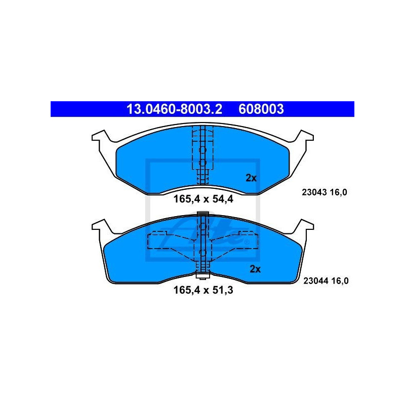 ATE 13.0460-8003.2 Brake Pads Set Front for Neon Voyager 300 New Vision