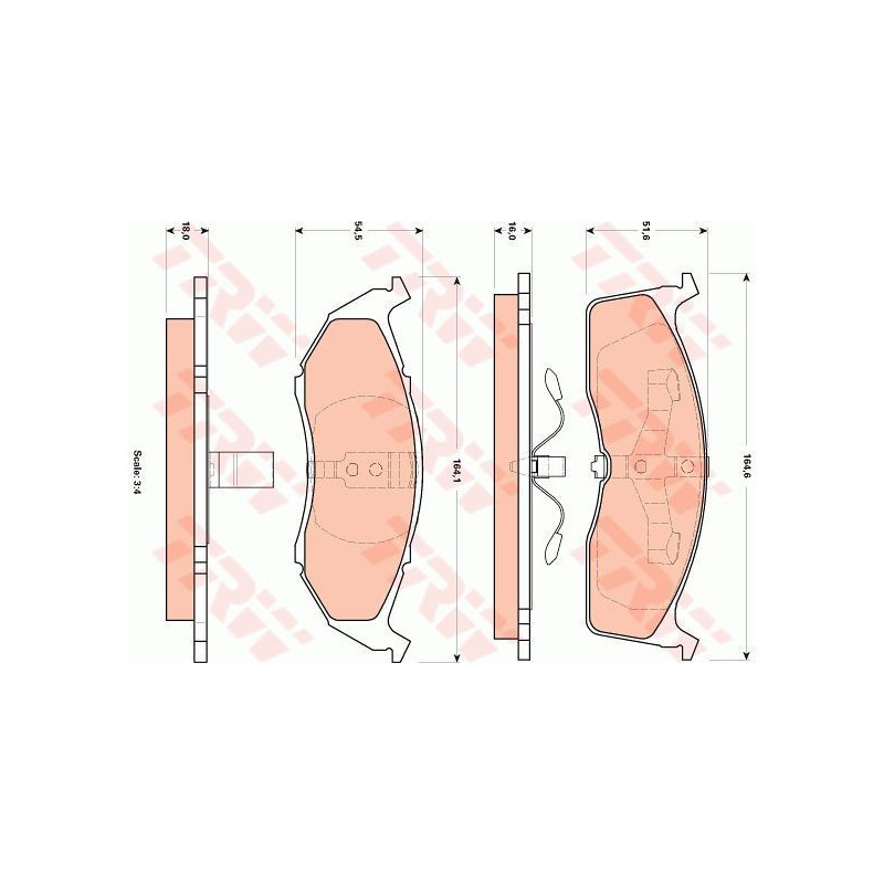 Brake Pads Set Front for Chrysler 300M Concorde Neon Voyager III TRW GDB4091