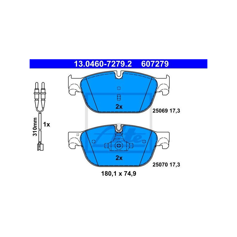 ATE 13.0460-7279.2 Pastillas de freno delantero para 508 DS5 DS C5 407 DS4 RCZ 308 C6