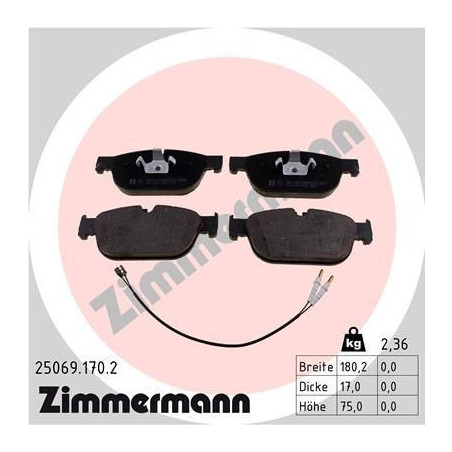 Klocki hamulcowe Przód dla Citroen DS Peugeot ZIMMERMANN 25069.170.2