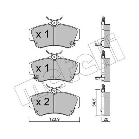 Klocki hamulcowe Przód dla Chrysler PT Cruiser METELLI 22-0521-0