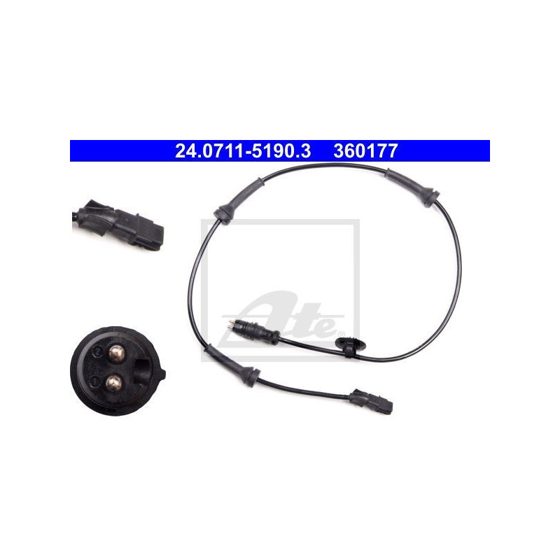 ATE 24.0711-5190.3 ABS Wheel Speed Sensor Front for Renault Megane Scenic