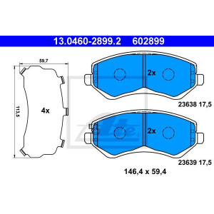 ATE 13.0460-2899.2 Brzdové platničky predné pre Cherokee Voyager