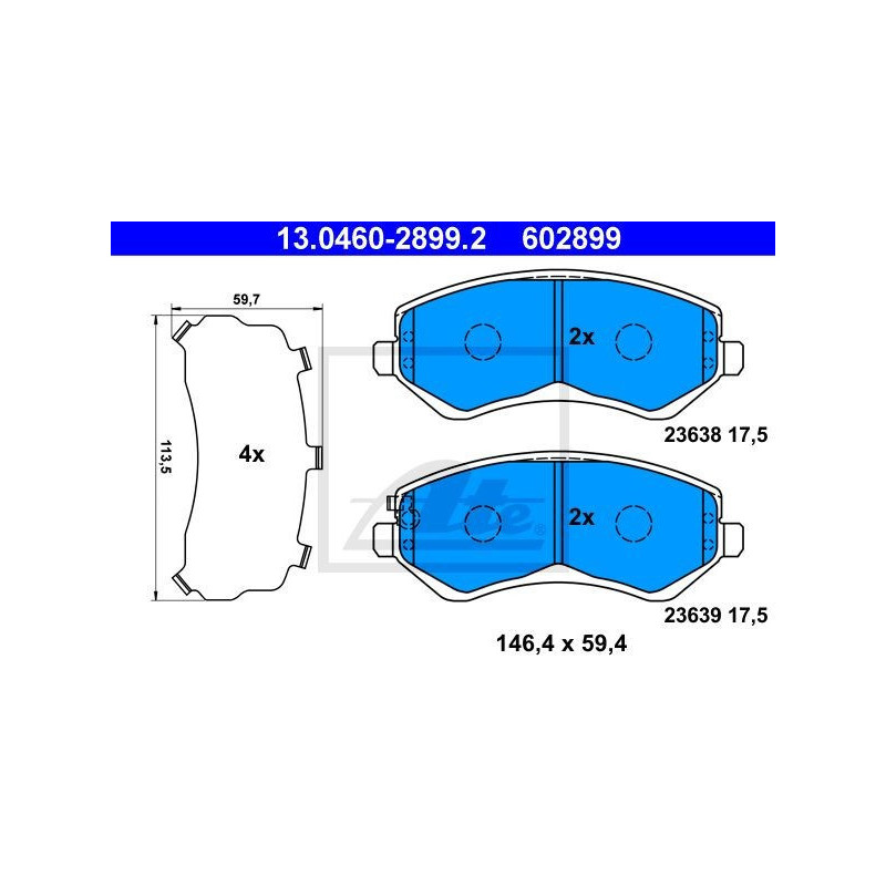 ATE 13.0460-2899.2 Brake Pads Set Front for Cherokee Voyager