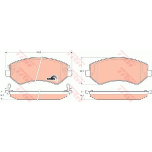 Brzdové platničky Predné pre Chrysler Voyager Jeep Cherokee TRW GDB4126