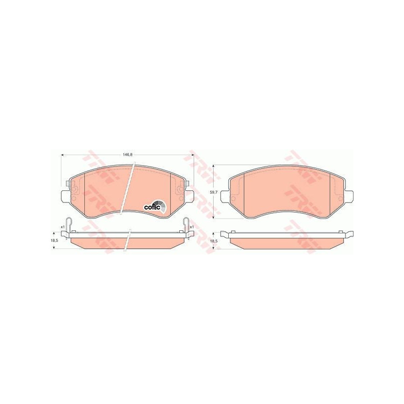 Plaquettes de frein Avant pour Chrysler Voyager Jeep Cherokee TRW GDB4126