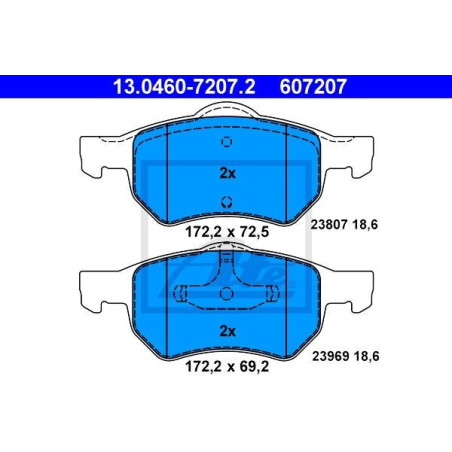 ATE 13.0460-7207.2 Brake Pads Set Front for Chrysler Voyager