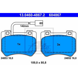 ATE 13.0460-4867.2 Brake Pads Set Front for