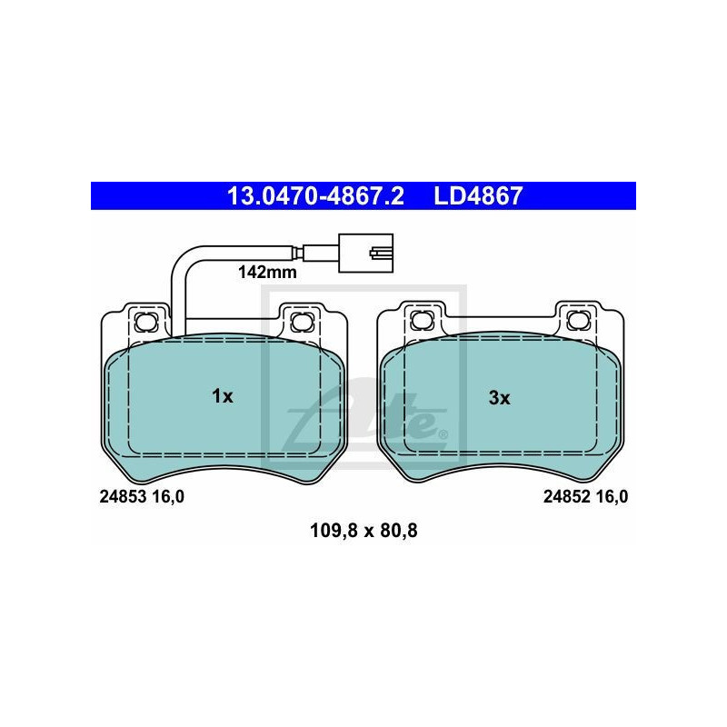 ATE 13.0470-4867.2 Pastillas de freno delantero para Alfa 159 Spider Brera