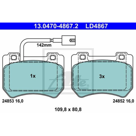 ATE 13.0470-4867.2 Pastillas de freno delantero para Alfa 159 Spider Brera