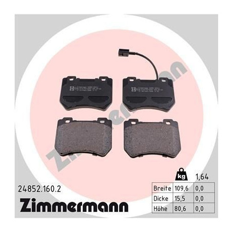 Brake Pads Set Front for Alfa Romeo 159 Brera Spider ZIMMERMANN 24852.160.2