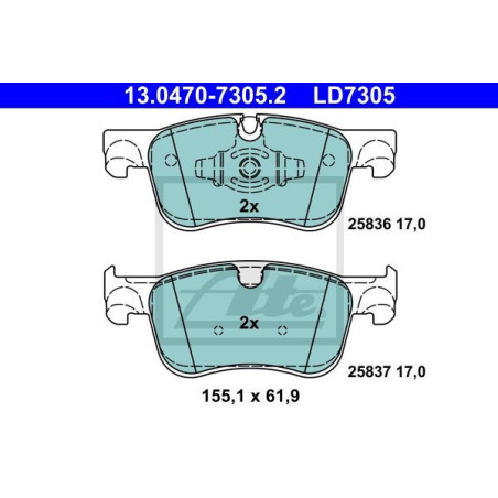ATE 13.0470-7305.2 Brzdové platničky predné pre Citroen C4 Picasso Grand Picasso Spacetourer