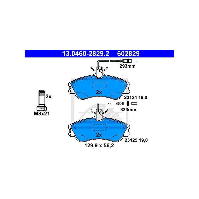 ATE 13.0460-2829.2 Pastillas de freno delantero para 306 Partner Berlingo Xsara