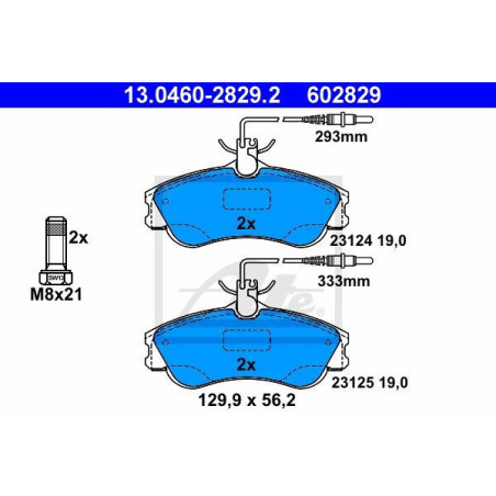 ATE 13.0460-2829.2 Brzdové platničky predné pre 306 Partner Berlingo Xsara