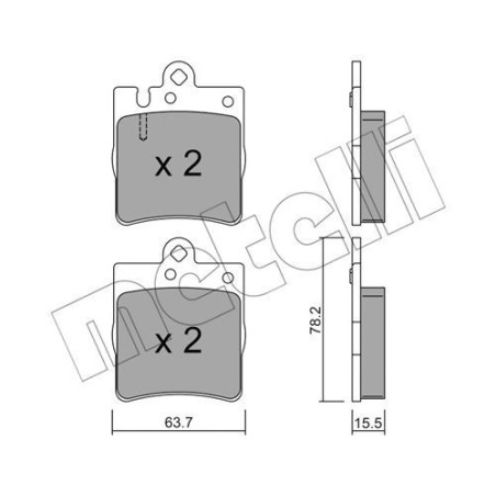 Brzdové destičky Zadní pro Mercedes W203 S203 CL203 W209 W210 R171 METELLI 22-0344-0