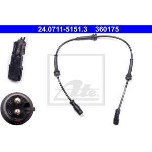 ATE 24.0711-5151.3 ABS Wheel Speed Sensor Front for Renault Megane Scenic