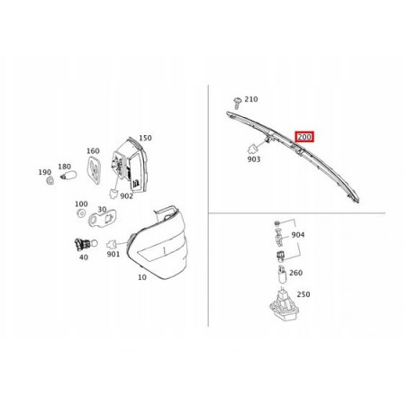 Trzecie światło stop LED dla Mercedes Klasa E Kombi S212 (2009-2016) - MERCEDES-BENZ A2128200156