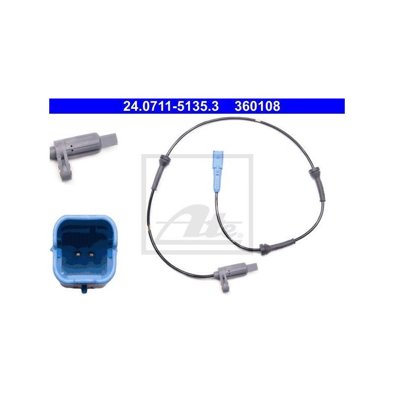 ATE 24.0711-5135.3 Sensore ABS numero giri ruota posteriore per Peugeot 206 207