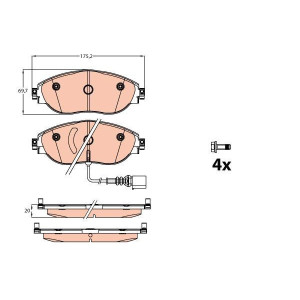Pastillas de freno Delantero para Audi Cupra Seat Skoda Volkswagen TRW GDB2114