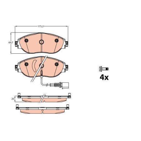 Pastiglie freno Anteriore per Audi Cupra Seat Skoda Volkswagen TRW GDB2114