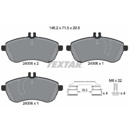 FRONT Brake Pads for Mercedes-Benz W204 S204 C204 W212 S212 C207 A207 R172 TEXTAR 2430601
