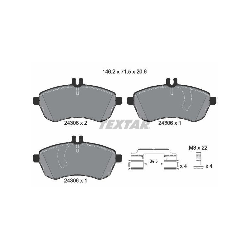 FRONT Brake Pads for Mercedes-Benz W204 S204 C204 W212 S212 C207 A207 R172 TEXTAR 2430601