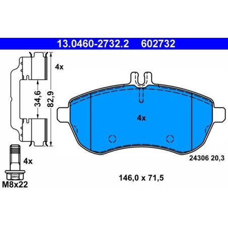 ATE 13.0460-2732.2 Klocki hamulcowe przód dla Mercedes C E SLK SLC