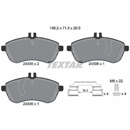 TEXTAR 2430601 Bremsbeläge Vorne für Mercedes C E SLK SLC