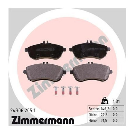 ZIMMERMANN 24306.205.1 Brzdové platničky Predné pre Mercedes C E SLC SLK