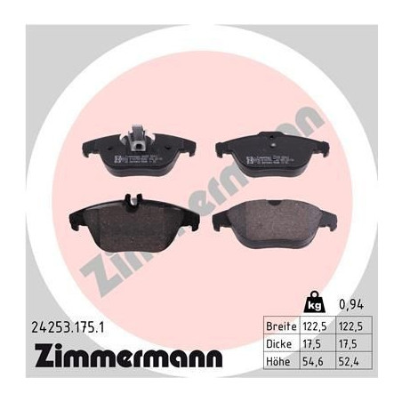 Pastillas de freno Trasero para Mercedes W204 S204 C204 C207 A207 X204 ZIMMERMANN 24253.175.1