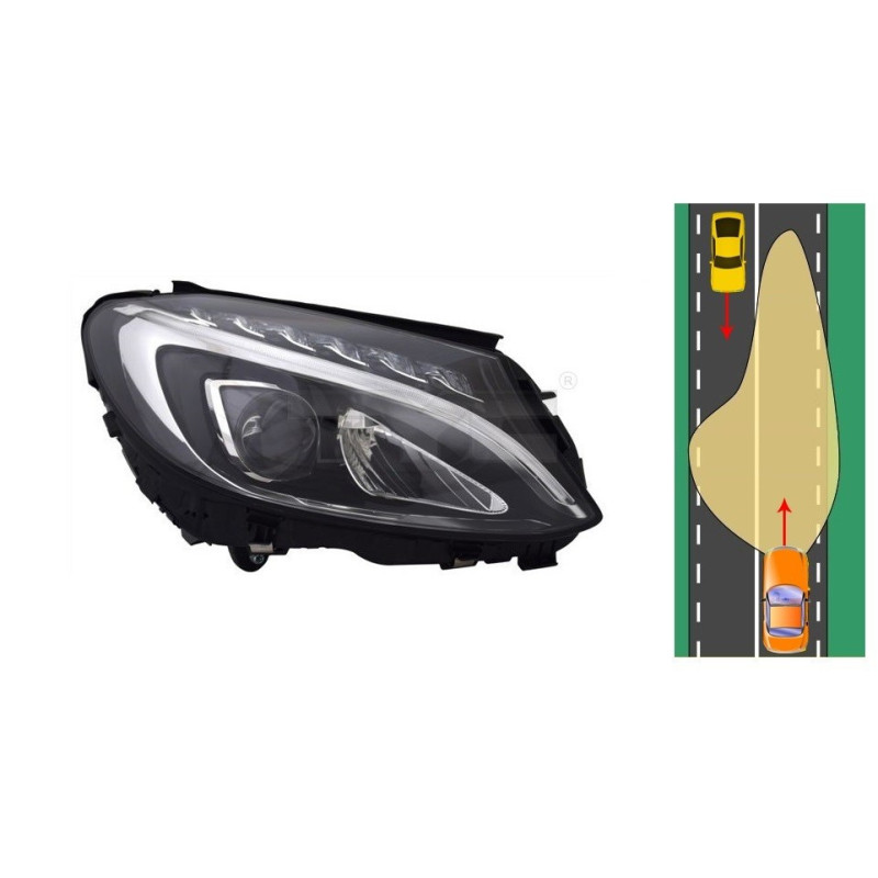 Feu Phare avant Droite LED Mercedes Classe C W205 S205 C205 A205 (2014-2018) TYC 20-16549-06-9