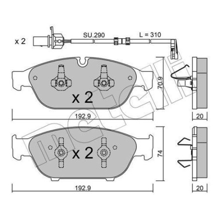 Klocki hamulcowe Przód dla Audi A6 A7 A8 METELLI 22-0953-0K