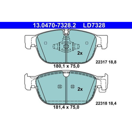 ATE 13.0470-7328.2 Brake Pads Set Front for Volvo XC60 V90 XC40 V60 S90 XC90 S60