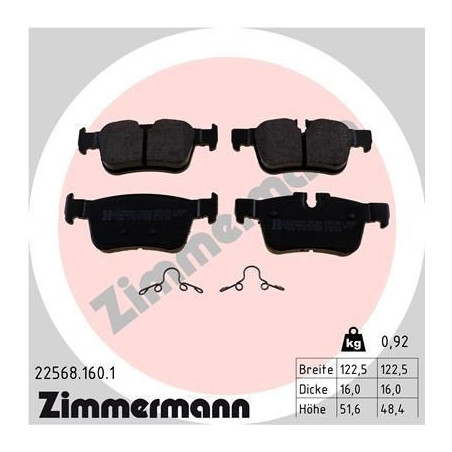Plaquettes de frein Arrière pour Volvo S60 S90 V60 V90 XC60 ZIMMERMANN 22568.160.1
