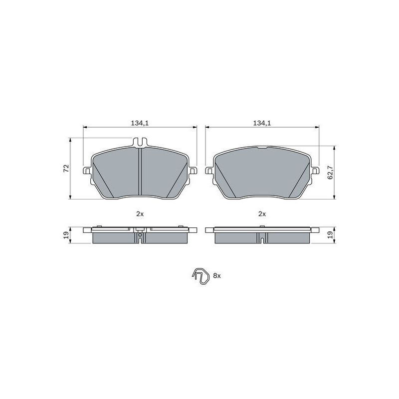 BOSCH 0 986 424 887 Klocki hamulcowe Przód dla Mercedes A B CLA GLA GLB